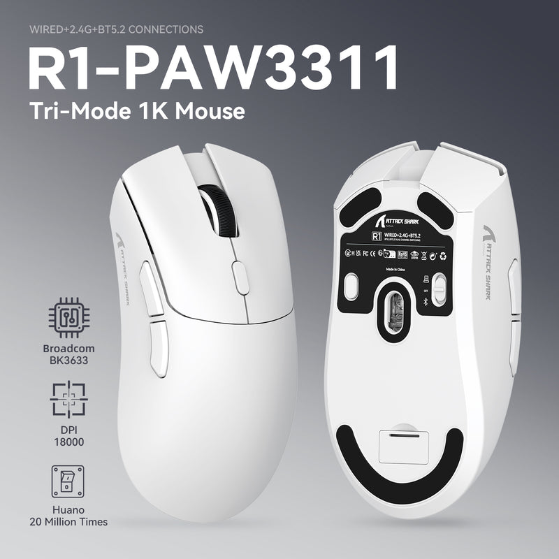 Attack Shark R1 Tri-Mode Wireless Gaming Mouse - Image 6