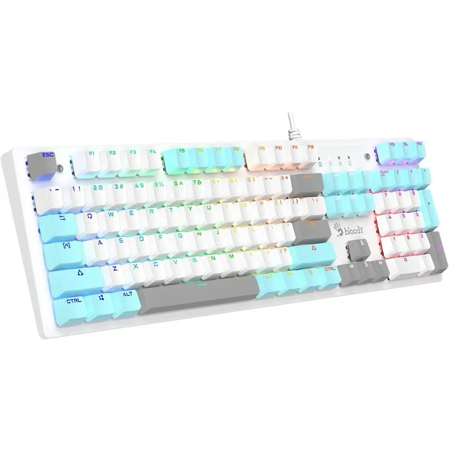 A4Tech Bloody S520N Icy White Hot-Swappable RGB Mechanical Gaming Keyboard - Image 4