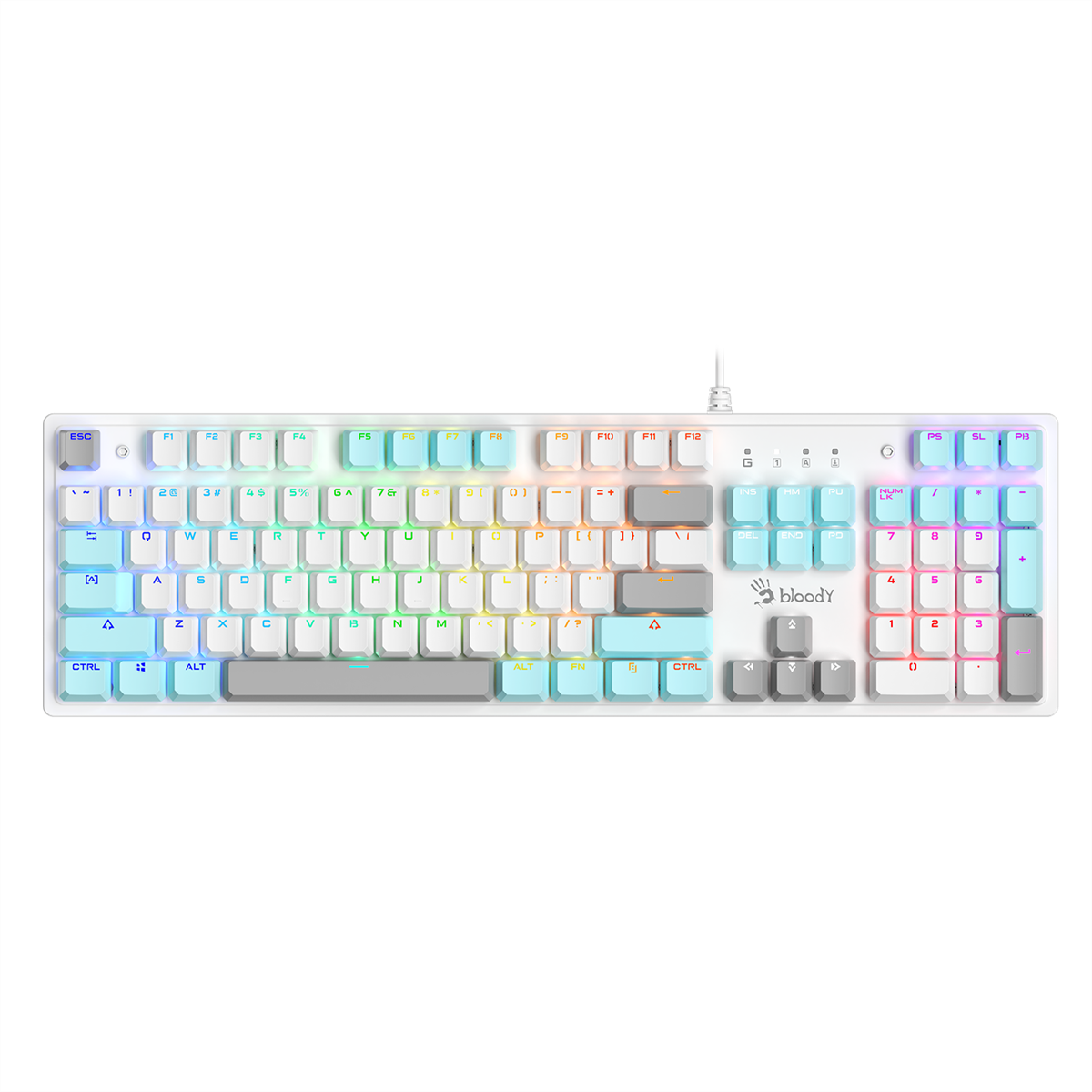 A4Tech Bloody S520N Icy White Hot-Swappable RGB Mechanical Gaming Keyboard
